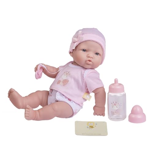 JC Toys - La Newborn Nursery | 7 Piece Baby Doll Gift Set | 12" Life-Like Baby Doll with Accessories | Pink | Ages 2+ (18344) - color: Pink Caucasian