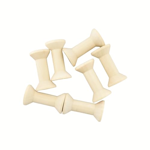 HAHIYO 1.6Inch/4cm 7PCs Natural Wood Unfinished Wooden Empty Thread Spool Smooth Wire Weaving Bobbin Textile Bobbin Rotatable Spool for Crafts DIY Art Education - color: Wood Color, size: 1.6Inch-7P