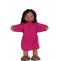 PlanToys® Girl Wooden Dollhouse Figurine Poseable 1:12 Scale 4-Inch Doll | daughter character, doll house people accessories, bendable arms, kids pretend play, storytelling learning gift ages 3+ - color: Hispanic Girl