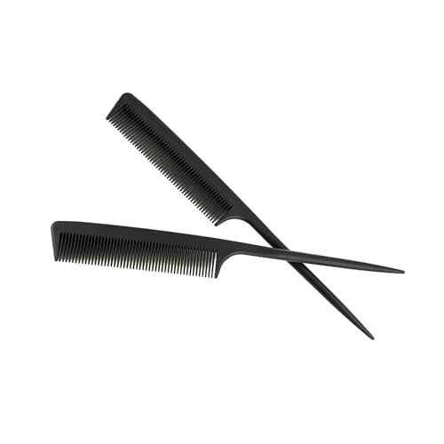 3 Pcs Tail Combs Fine Tooth Parting Comb Hair Root Teasing Comb for Barbers Styling (Black) - style: Fine tooth tail comb