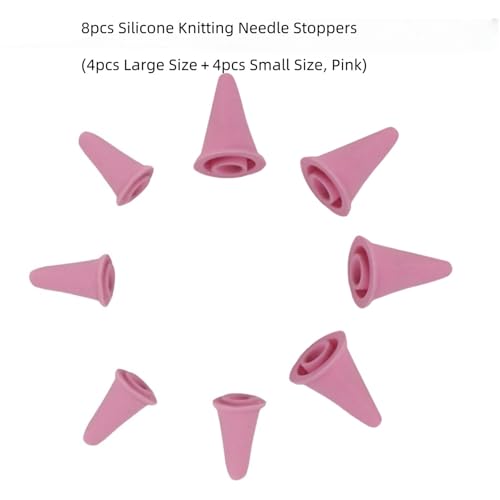8pcs Knitting Needle Point Protectors, Pink Silicone Knitting Needle Tip Cap Stoppers Stitch Stopper Protector Cover Crocheting Accessories Supplies (Large and Small), SATONBEYI - color: Pink, size: Silicone-Large/Samll-8P