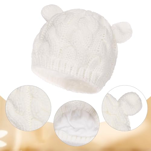 Baby Winter Hat Mittens Set Knitted Beanie Gloves for Baby Girls Boys Newborn Infant Toddler Autumn Winter - color: White