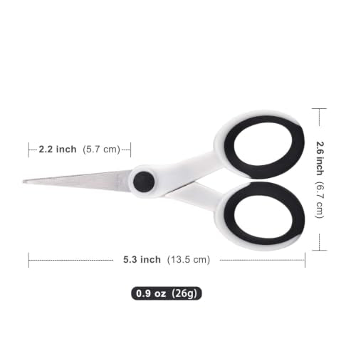 SCAIKTIG 5" Detail Scissors with Slanted-tip, Small Embroidery Scissors All Purpose For Sewing, Fabric, Paper Craft Cutting, White, 3-Pack - color: Grayish White(5“-3 Pack)