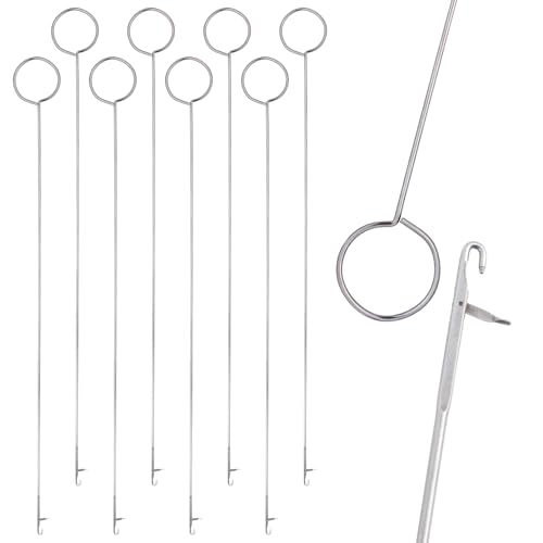 JJUNW 8 Pcs Loop Turner Hook with Latch, Stainless Steel Loop | Turner Sewing Tool, 10.4 Inch Tongue Crochet Tool For Diy Sewing Accessories Beads Belts Strips Fabric