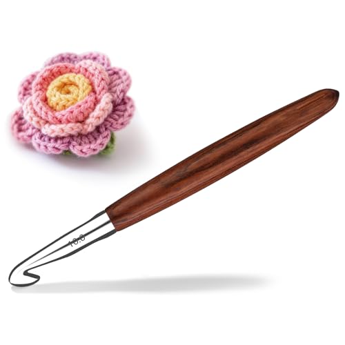 Lunarm Crochet Hook 10.0mm Ergonomic Crochet Aluminum Hook Wood Handle | Available in 3mm-10mm for Arthritic Hands DIY Craft Knitting Bouquets, Blankets, Hats, Gloves from Various Yarns - size: 10.0mm