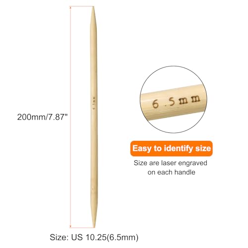 HARFINGTON 5Pcs Bamboo Knitting Needles Double Pointed US 10.25(6.5mm) 7.9 Inch(20cm) Straight for Handmade Creative DIY Knitting Craft Yarn, Yellow - color: Yellow, size: US 10.25(6.5mm)