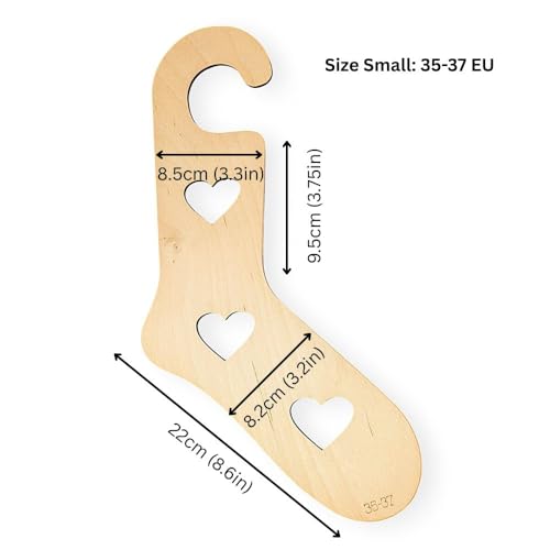 Wooden Sock Blockers Heart Motif, One Pair Knitting and Crochet Sock Mold, Sock Display - Small (US 5-6.5 / EU 35-37) - size: Small (US 5-6.5 / EU 35-37)