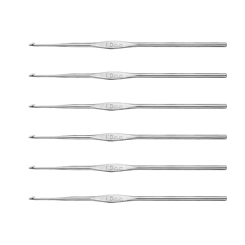 Skweawert 6Pcs 1mm Stainless Steel Crochet Hook | Bulk Hand Needles, for Beginners, Women, College Students, Crocheters - size: 1mm