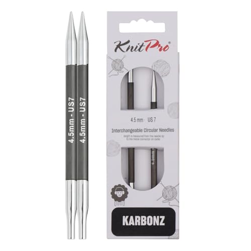 KnitPro Karbonz Interchangeable Circular Needle 5" (13cm) | US Size 7 (4.5mm) - size: US 7 (4.5mm)