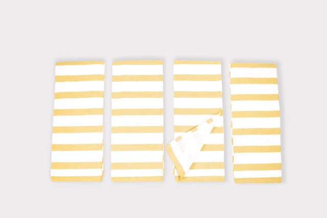 Realm 17" x 27" 100% Cotton Kitchen Towel (4 Pack) | Stripe Pattern Ochri Yellow | Soft, Plush & Absorbent with Solid White Backing - color: Ochri, style: Stripe Kitchen Towel