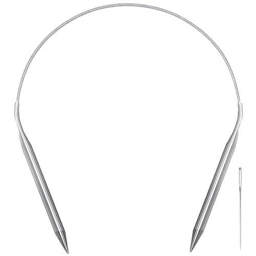 Aolfior Stainless Steel Circular Knitting Needles Size 10.75 16 Inch 7.0 mm Set Round Metal(Silver, 16 inch-10.75-(7.0mm)) Suitable for Beginners and Experienced Knitters Alike. - size: 16 inch-10.75-(7.0mm)