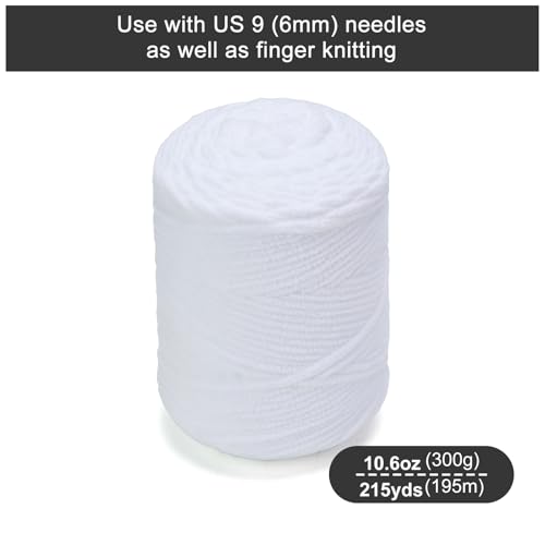 Chunky Chenille Yarn #6 Super Bulky Soft Fluffy Crochet | Easy care & beginner-friendly. Choose 0.66lb or 1.76lb. Perfect for blankets, hats, scarves, home decor. Machine washable. - color: White, size: 0.66LB/215yds