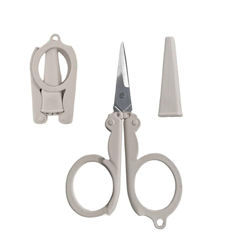 Pastel Mini Folding Scissors with Safety Cap Small Portable Travel Scissors Little Badge Scissors Yarn Shears Kids Tiny Cutter for Cutting, Scrapbooking, Crafting, Sewing, Grey(1 Pack) - color: Grey