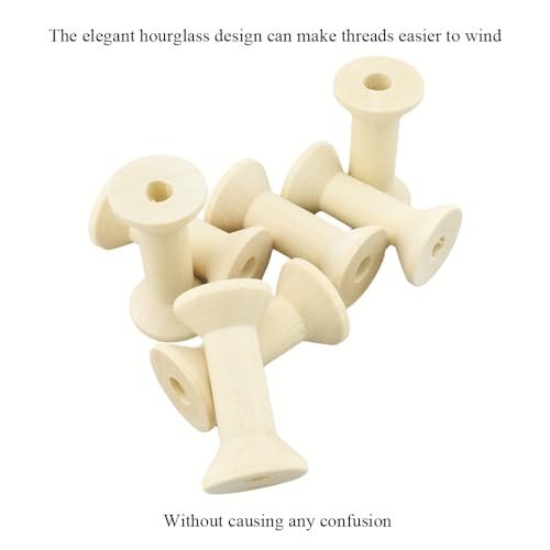 HAHIYO 1.6Inch/4cm 7PCs Natural Wood Unfinished Wooden Empty Thread Spool Smooth Wire Weaving Bobbin Textile Bobbin Rotatable Spool for Crafts DIY Art Education - color: Wood Color, size: 1.6Inch-7P