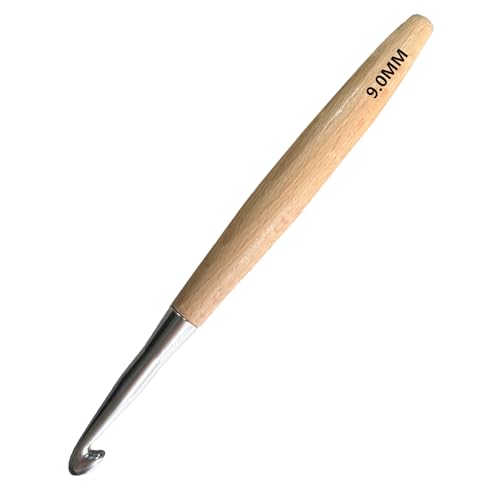 Beech Wood Crochet Hooks, 9mm Ergonomic Handle Long Crochet Needles | Comfortable Smooth Crochet Hooks Perfect for Hand DIY Crocheting Yarn, for Beginners and Experienced Crochet Lovers - size: 9mm