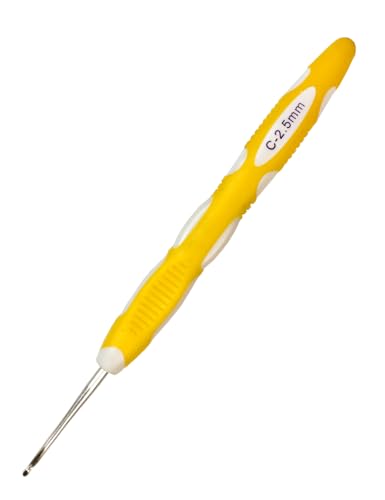Mdoker Size C/2(2.5mm) Crochet Hook,Extra Long Crochet Hooks Needles for Arthritic Hands,Ergonomic Grip Soft Handles for Beginners and Experiecced Crochet Lover,Comfortable/Smooth/Ergonomic - size: 2.5mm