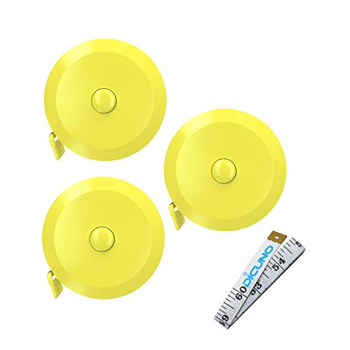 DiCUNO 3-Pack Soft Retractable Measuring Tape, 60-Inch 1.5 Meter, Yellow | Measuring Tape for Pocket, Body Tailor Sewing Craft Cloth, Medical Nursing, Tape Measure - color: Yellow*3pcs