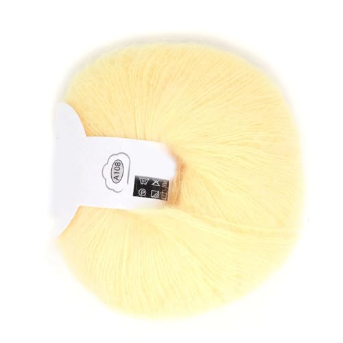 Plplaaoo Soft Angora Mohair Yarn Long Wool Knitting - Lightweight Warm Yarn for Winter Scarves, Crochet Knitting Yarns for Shawls Sweaters Hats DIY Crafts (26g, Goose Yellow) - color: 02 goose yellow
