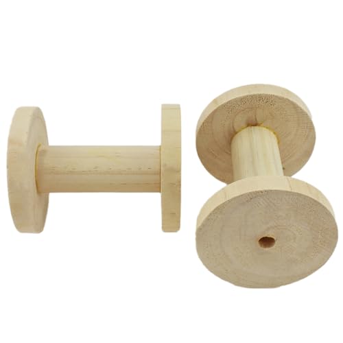 HAHIYO 4Inch/10cm 2PCs Natural Wood Unfinished Wooden Empty Thread Spool Smooth Wire Weaving Bobbin Textile Bobbin Rotatable Spool for Crafts DIY Art Education - color: Wood Color, size: 4Inch-2P