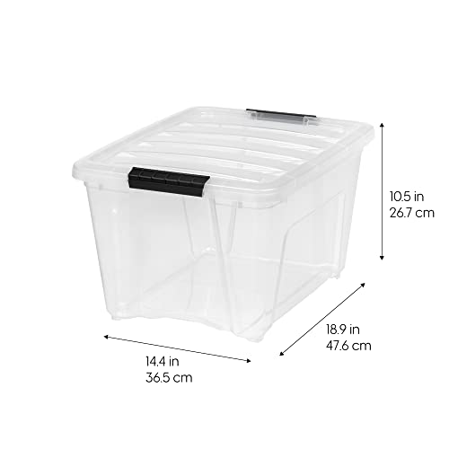 IRIS USA 4-Pack 32 Quart Storage Bins with Lids, Clear | Visible storage saves time, Great for linens, décor, closet storage, and supplies, Nestable design saves space - color: Clear, size: 32 Qt, style: 4 Pack