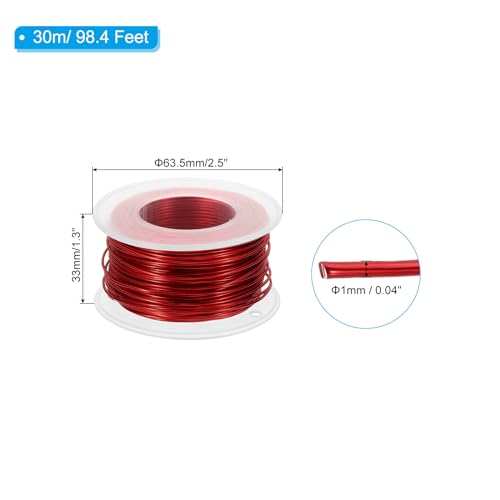 PATIKIL 18 Gauge 1mm Aluminum Craft Wire, 98.4Ft Metal Wire Armature Bendable Wire for Jewelry Making Metal Wrap DIY, Red - color: Red, size: 1 mm x 30 m
