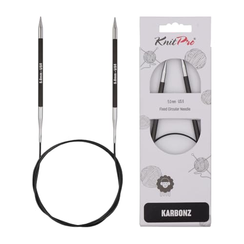 KnitPro Karbonz Fixed Circular Needle 32"(80cm) | US Size 8 (5mm) - size: US 8 (5mm)