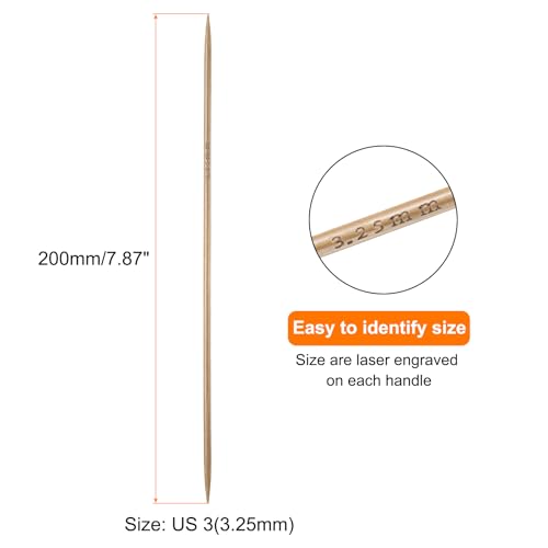HARFINGTON 5Pcs Bamboo Knitting Needles Double Pointed Size US 3(3.25mm) Carbonized 7.9 Inch(20cm) Straight for Handmade Creative DIY Knitting Craft Yarn - color: Brown, size: US 3(3.25mm)