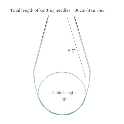 Circular Knitting Needles 32inches/80cm,Size US 2.5(3mm) Stainless Steel Round Knitting Needles for Handmade Knitting DIY - size: US2.5/3mm