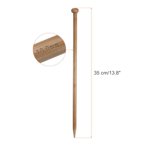 HARFINGTON 10mm Bamboo Knitting Needle Straight Single Pointed 13.8 Inch Long Wooden Sweater Knitting Needles US Size 15 for Yarn Beginners Hand Sock DIY - size: 10mm US Size 15