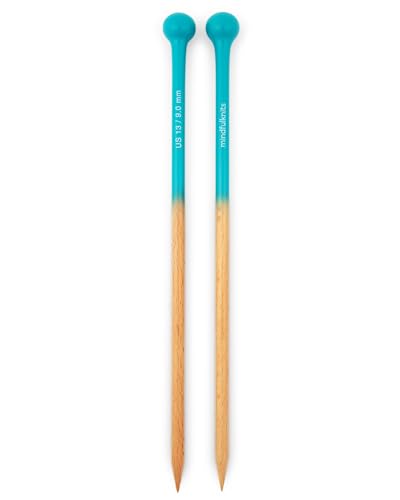 mindfulknits Premium Straight Single Pointed Beech Wood Knitting Needles – Size US 13, 9mm – 35cm Length – Knitting Supplies for Relaxation & Stress Relief (US 13, 9mm) - size: US13, 9mm
