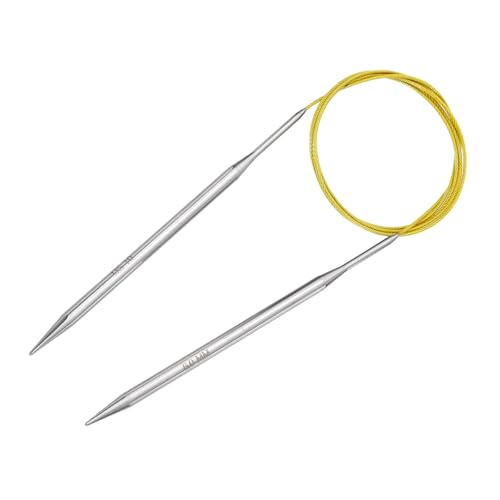 uxcell Size US 10 (6mm) Knitting Needles Circular Needle 47 Inch(120cm) Round Metal Stainless Steel Needle for Handmade Projects DIY Knitting Yellow - color: Yellow, size: 47 inch Size US 10 (6mm)