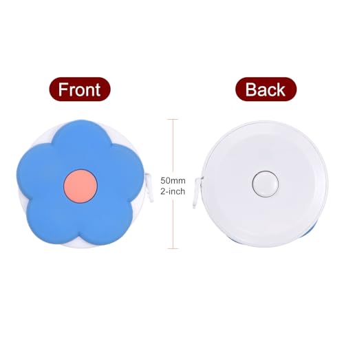 HARFINGTON 2pcs Soft Tape Measure 60-Inch 1.5 Meter Retractable Mini Cartoon Measuring Tape Cute Tape Ruler for Sewing Craft Cloth Body Measurements, Blue Flower - color: Blue Flower
