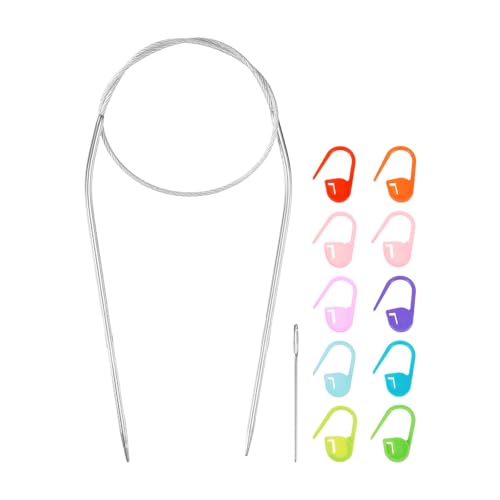 HARFINGTON Knitting Needles Size US 0(2mm) Circular Needle 16 Inch(40cm) Round Metal Stainless Steel for Handmade Projects DIY Knitting - size: Size-US-0-(2mm) x 40cm