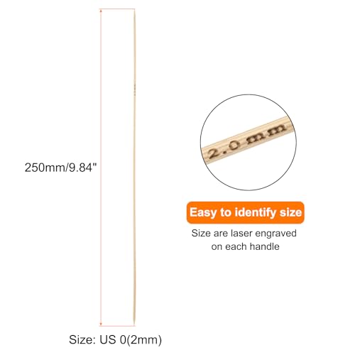 HARFINGTON 8Pcs Bamboo Knitting Needles Double Pointed Size US 0(2mm) Carbonized 10 Inch(25cm) Straight for Handmade Creative DIY Knitting Craft Yarn - size: US 0(2mm)