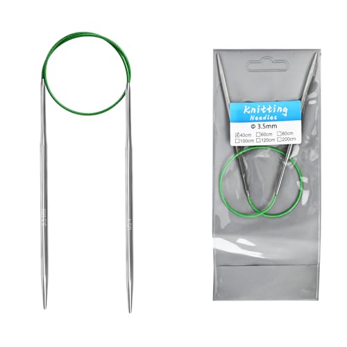 3.5mm Circular Knitting Needles - 16-inch/40cm US4 Ergonomic Stainless Steel Set with Tangle-Free Cable and Smooth Joints, Ideal for Hats, Socks, and Sleeves - size: 3.5mm/US4