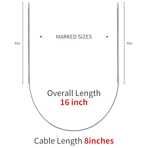 2.0mm Circular Knitting Needles - 16-inch/40cm US0 Ergonomic Stainless Steel Set with Tangle-Free Cable and Smooth Joints, Ideal for Hats, Socks, and Sleeves - size: 2.0mm/US0