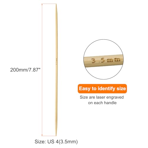 HARFINGTON 5Pcs Bamboo Knitting Needles Double Pointed US 4(3.5mm) 7.9 Inch(20cm) Straight for Handmade Creative DIY Knitting Craft Yarn, Yellow - color: Yellow, size: US 4(3.5mm)