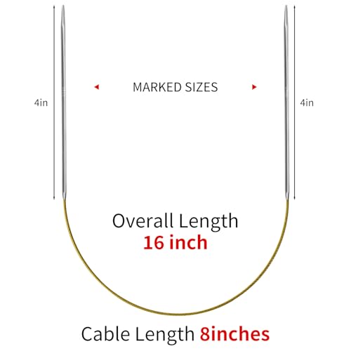 2.5mm Circular Knitting Needles - 16-inch/40cm US1.5 Ergonomic Stainless Steel Set with Tangle-Free Cable and Smooth Joints, Ideal for Hats, Socks, and Sleeves - size: 2.5mm/US1.5