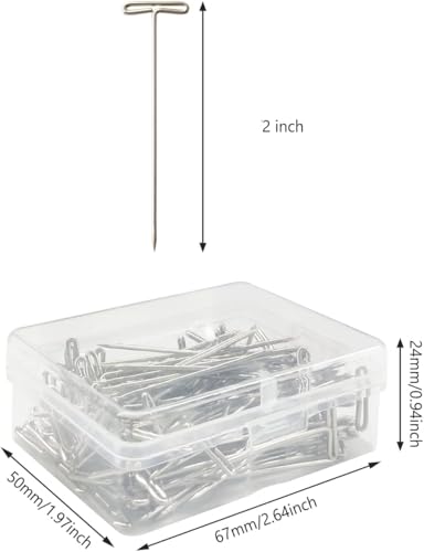 T-Pins, 100 Pack 2 Inch - For Knitting, Wigs, Sewing & Office Wall