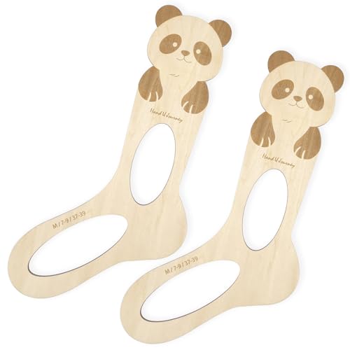 HAND U JOURNEY Panda Design Wooden Sock Blocks – Set of 2 (Size 37-39) for Knitting & Crochet, Socking Stretchers for Handcrafted Socks
