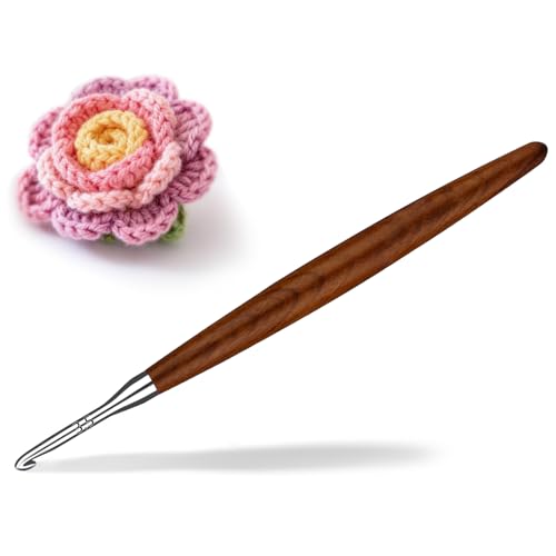 Lunarm Crochet Hook 3.5mm Ergonomic Crochet Aluminum Hook Wood Handle | Available in 3mm-10mm for Arthritic Hands DIY Craft Knitting Bouquets, Blankets, Hats, Gloves from Various Yarns - size: 3.5mm