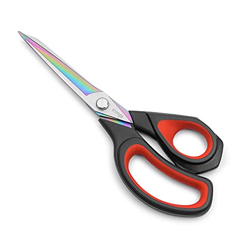 LIVINGO Fabric Scissors 9.5" Professional Tailor Heavy Duty Sewing Shears | Titanium Coated Forged Stainless Steel Blade, Comfort Grip, Leather Dressmaking Quilting Craft Projects - color: Black/Red, size: 9.5"