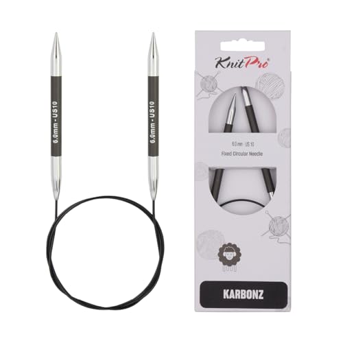 KnitPro Karbonz Fixed Circular Needle 32"(80cm) | US Size 10 (6mm) - size: US 10 (6mm)