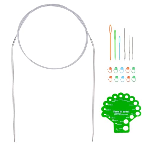 Hobekoee Circular Knitting Needle 40 inch (100cm),Size US 1.5 (2.5mm) Round Stainless Steel Knitting Needles for Smoothly Knit Blanket,Sweater,Coaster,Socks - size: US 1.5(2.5mm)