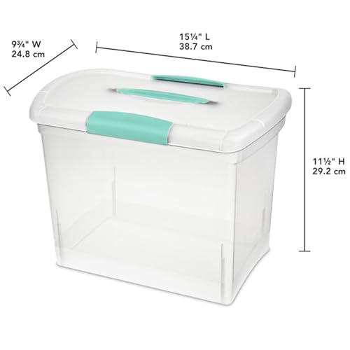 Sterilite Large Nesting ShowOffs™, Clear Bin w/Latch Lid & Handle, 6 Pack | Heavy-Duty and Stackable Utility Box Containers for Home, Office, Cabinet, Closet, Bedroom, and Basement Organization - size: Large, style: 6 Pack