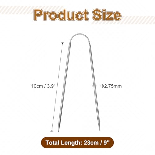 uxcell 3Pcs Size US 2 (2.75mm) Double-Pointed Flexible Knitting Needles 9 Inch(23cm) Stainless Steel Needle for Handmade Projects DIY Knitting - size: Size US 2 (2.75mm)