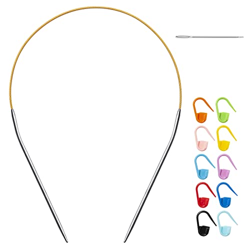16 inch Stainless Steel Circular Knitting Needles US Size 2.5(3mm), Metal Round Knitting Needle with Magic Loop for Beginners, Fixed Circle Needles for Sock, Christmas Stockings, Hats, Booties - color: Size US 2.5 (3.0mm)