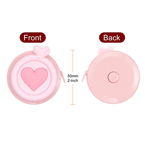 HARFINGTON 3pcs Soft Tape Measure 60-Inch 1.5 Meter Retractable Mini Cartoon Measuring Tape Cute Tape Ruler for Sewing Craft Cloth Body Measurements, Pink Heart