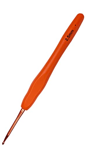 Hobekoee Size C/2.5mm Crochet Hook Ergonomic Handle for Arthritic Hands Soft & Smooth Knitting Needles for Beginners and Crocheting Yarn - size: 2.5mm