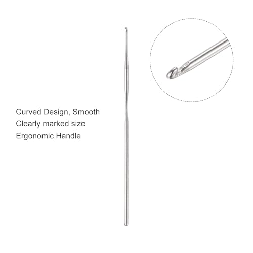 uxcell Stainless Steel Crochet Hook 0.5mm Knitting Needles for DIY Craft Yarn 6Pcs - size: 0.5mm